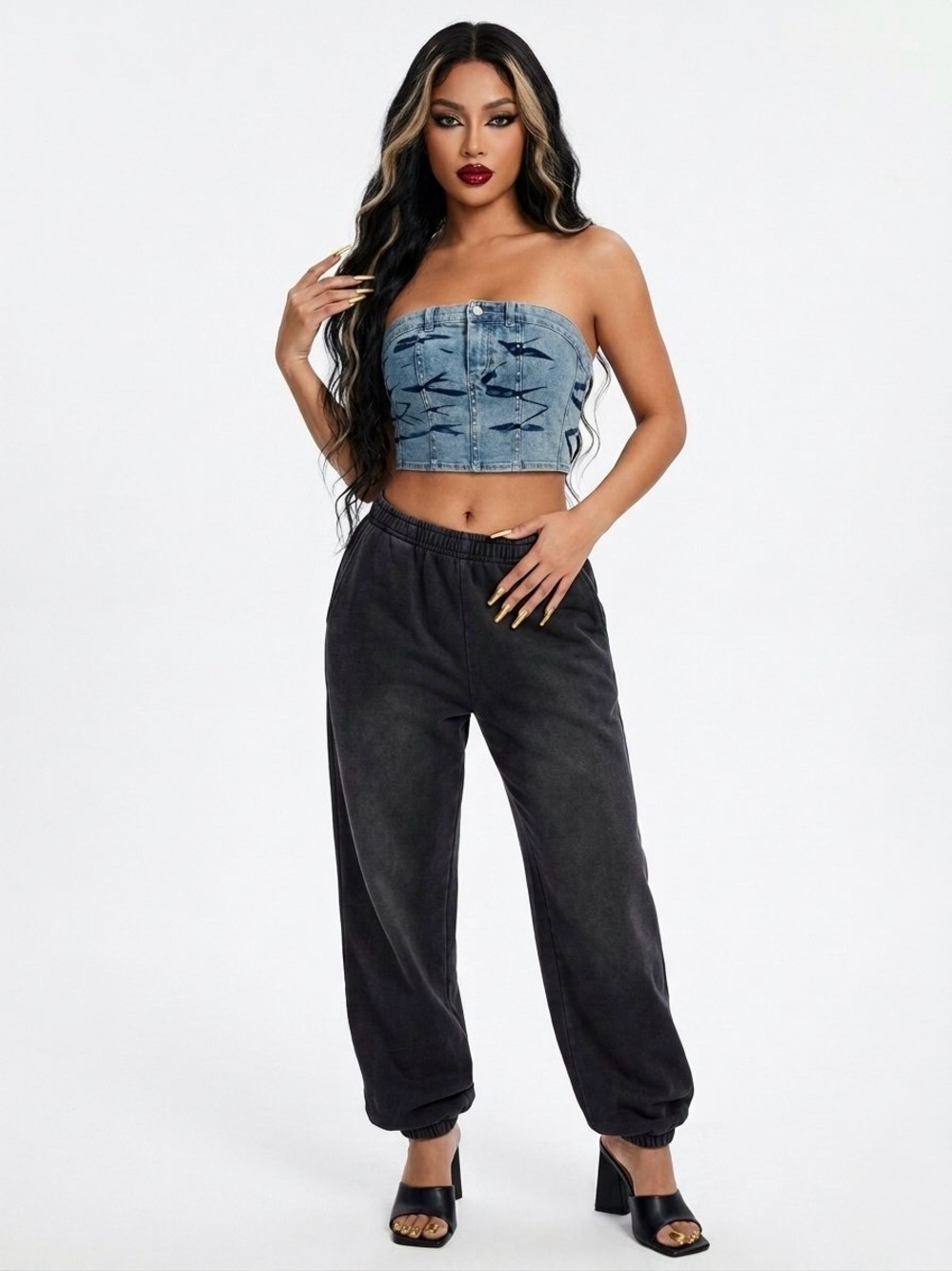 New🔥Studded Denim Bandeau